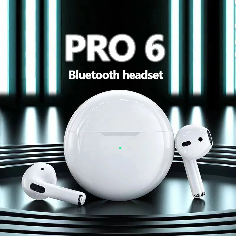 PRO 6 Headset Bluetooth Sem Fio, 5.3 Protocolo Bluetooth, Tipo Earplug, Resistência Forte, Gaming Competitive Headphones, TWS Running